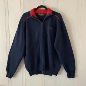 Men's Navy and Red Zip-Up Sweater